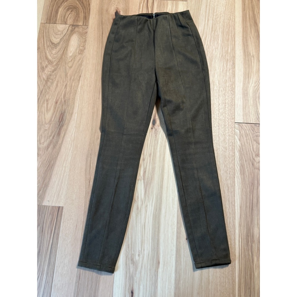 BLANKNYC Vegan Suede Leggings Womens 24 Brown Pintuck Seam back zipper 01G-1640